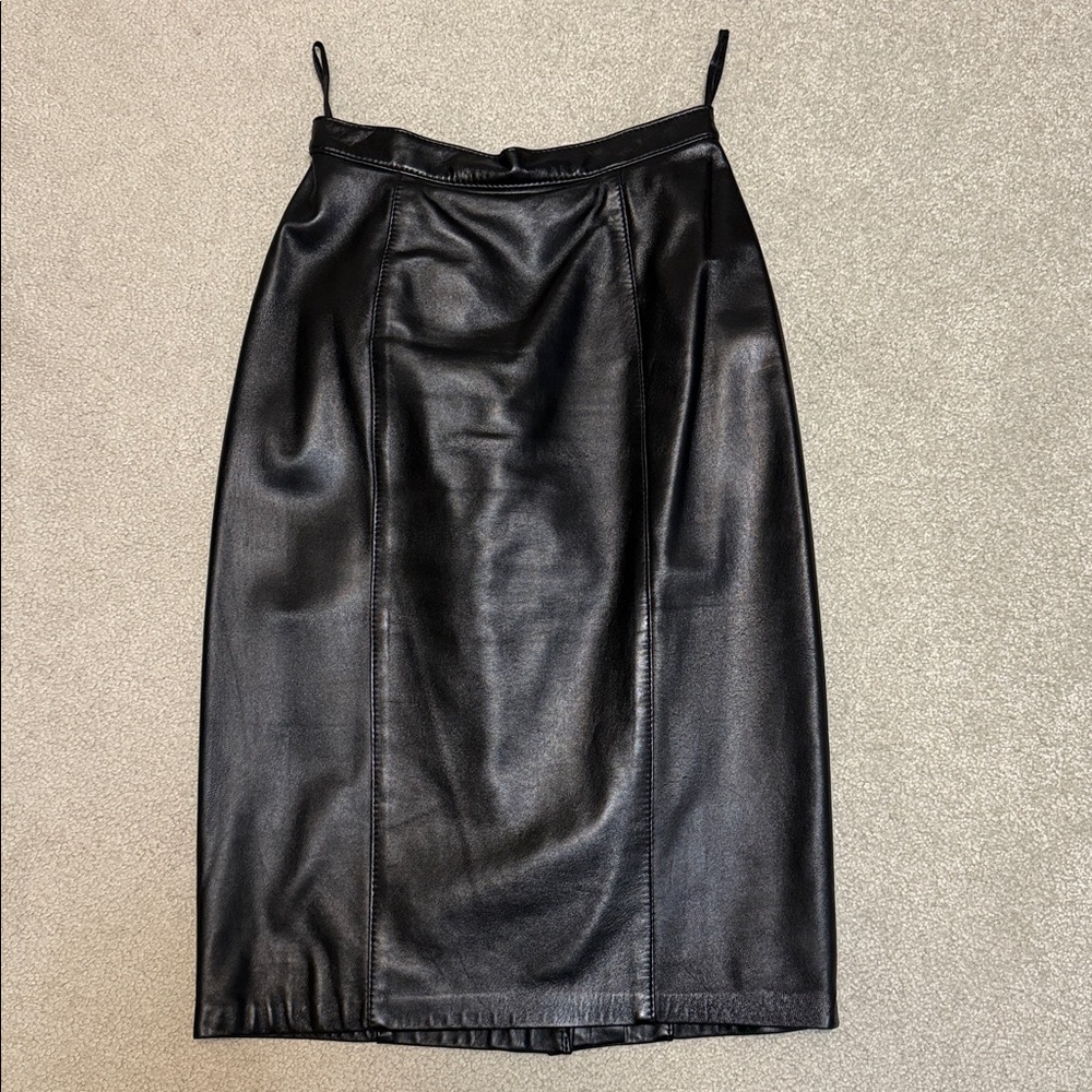 Vintage The Olde Hide House Long Black Leather Skirt
